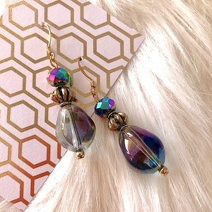Iridescent Blue Glass Bubble Earrings!!!!